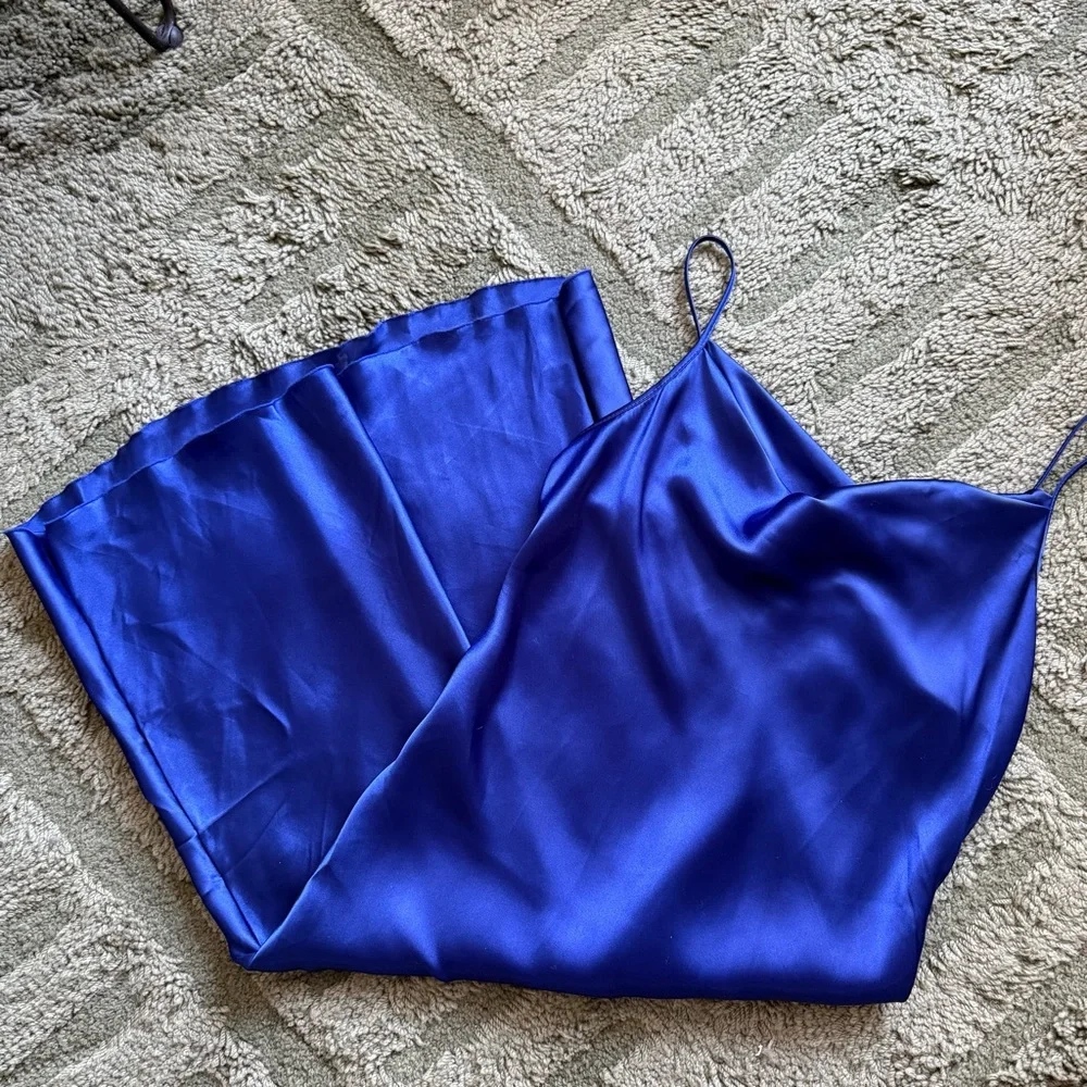 Vintage Bebe Royal Blue Satin Slip Dress - Picture 6 of 6